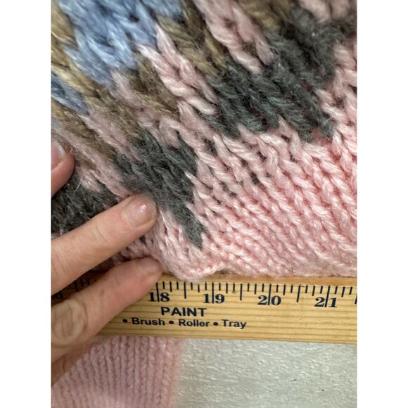 LE Pull-Over Vintage Grandma Sweater Oversize Small Pink Gray - Picture 6 of 6